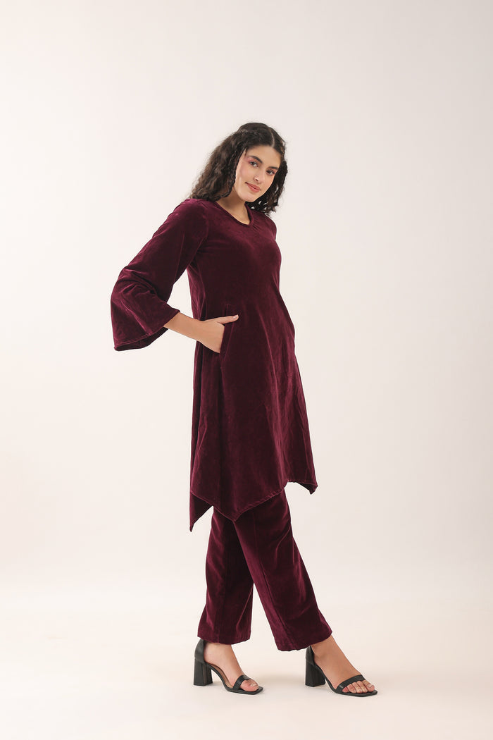Java Plum Velvet Co-ord Set