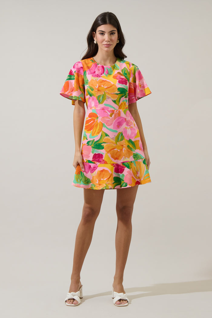 Jovana Floral Flouncy Mini Dress