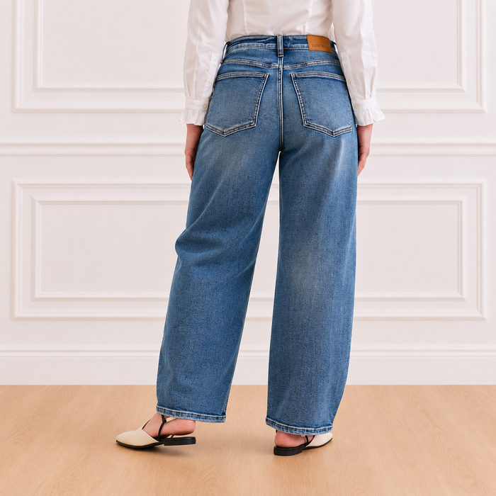 Judy Blue High Waist PETITE Rigid Magic Marlow Arc in Dark Time Weathered Indigo Jeans