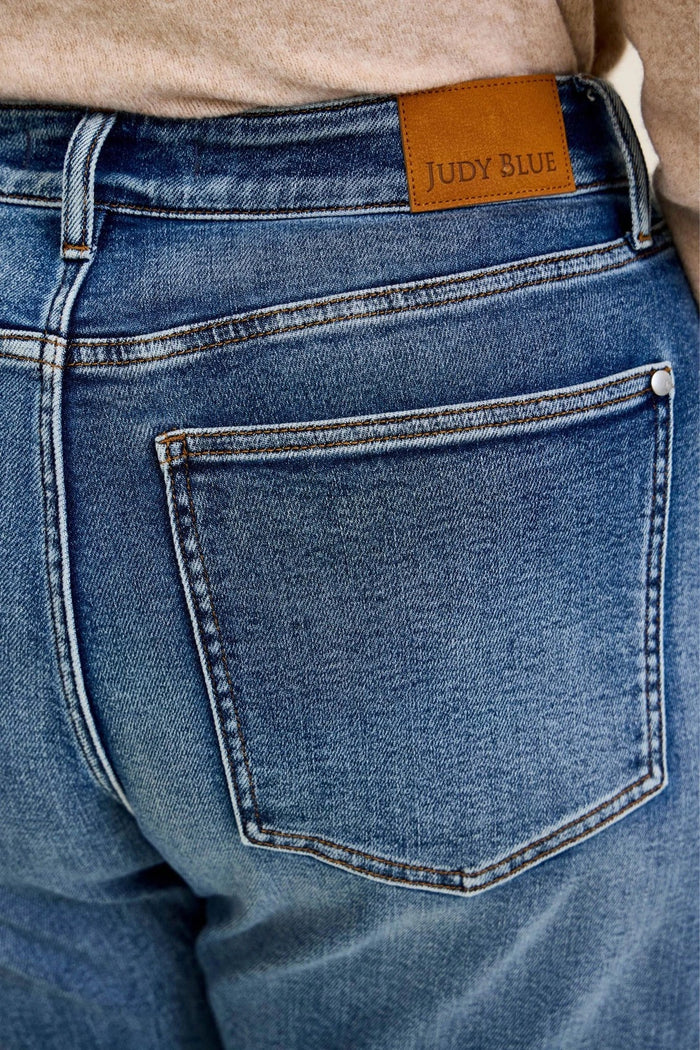Judy Blue High Waist PETITE Rigid Magic Marlow Arc in Dark Time Weathered Indigo Jeans
