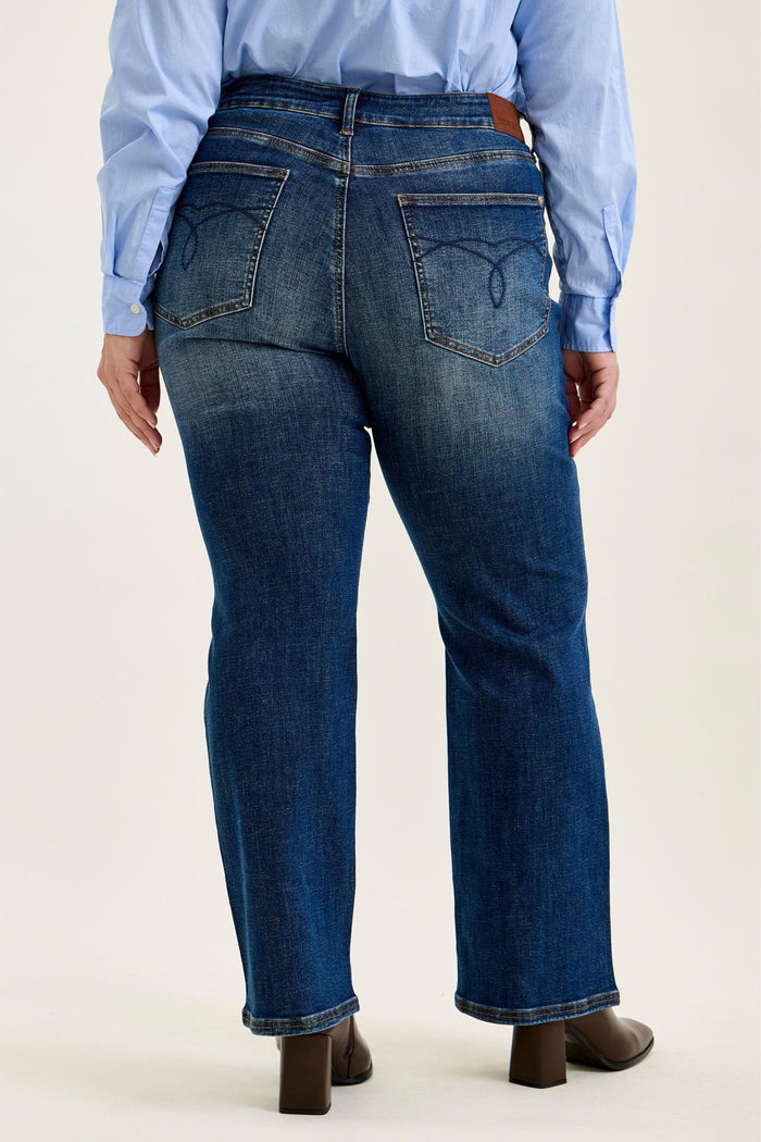 Judy Blue Mid Rise Daisy Harness Trim Bootcut Jeans - Dark Sunset Ride