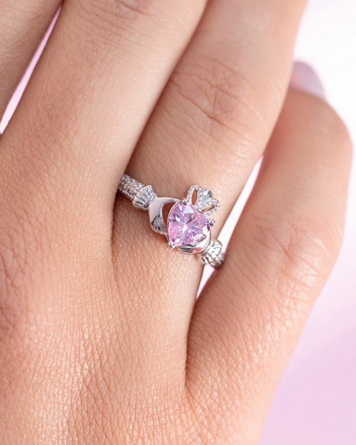 June Birthstone Alexandrite Sterling Silver Claddagh Ring
