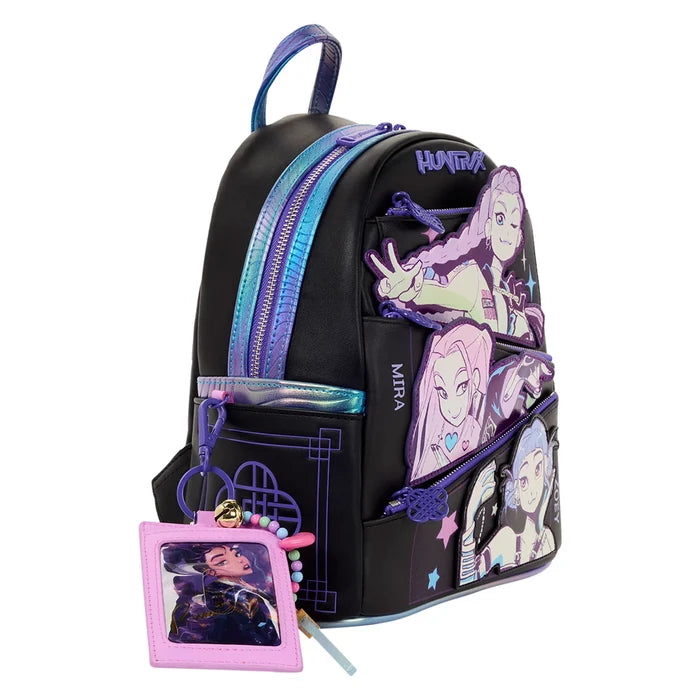K-Pop Demon Hunters Huntrix Loungefly Mini Backpack With Photocard Holder Bag Charm in stock