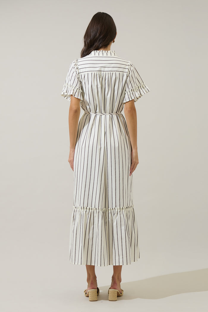 Kamara Striped Alna Button Up Midi Dress