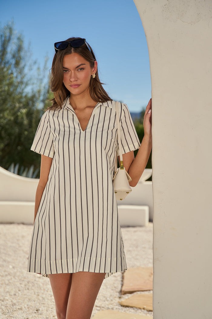 Kamara Striped Ivina Collared Mini Dress