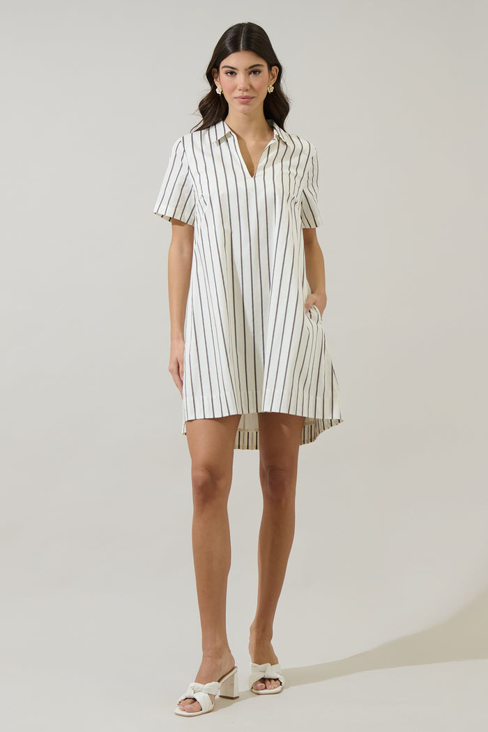 Kamara Striped Ivina Collared Mini Dress