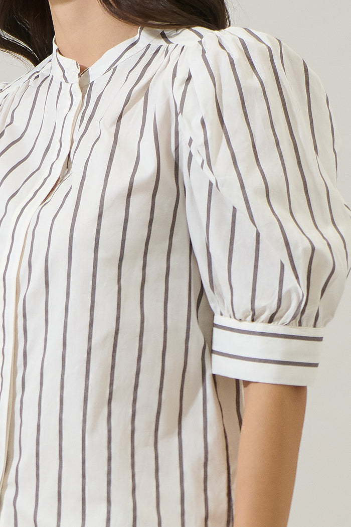 Kamara Striped Klina Drape Sleeve Top