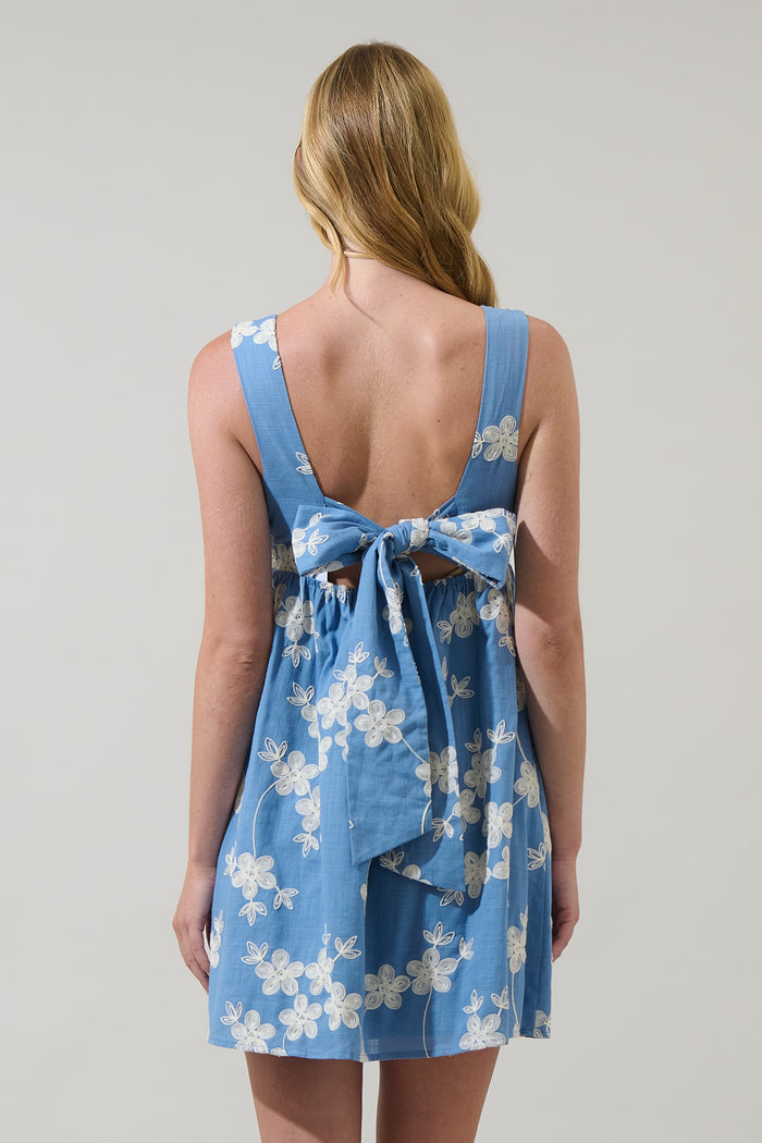 Keren Embroidered Empire Mini Dress