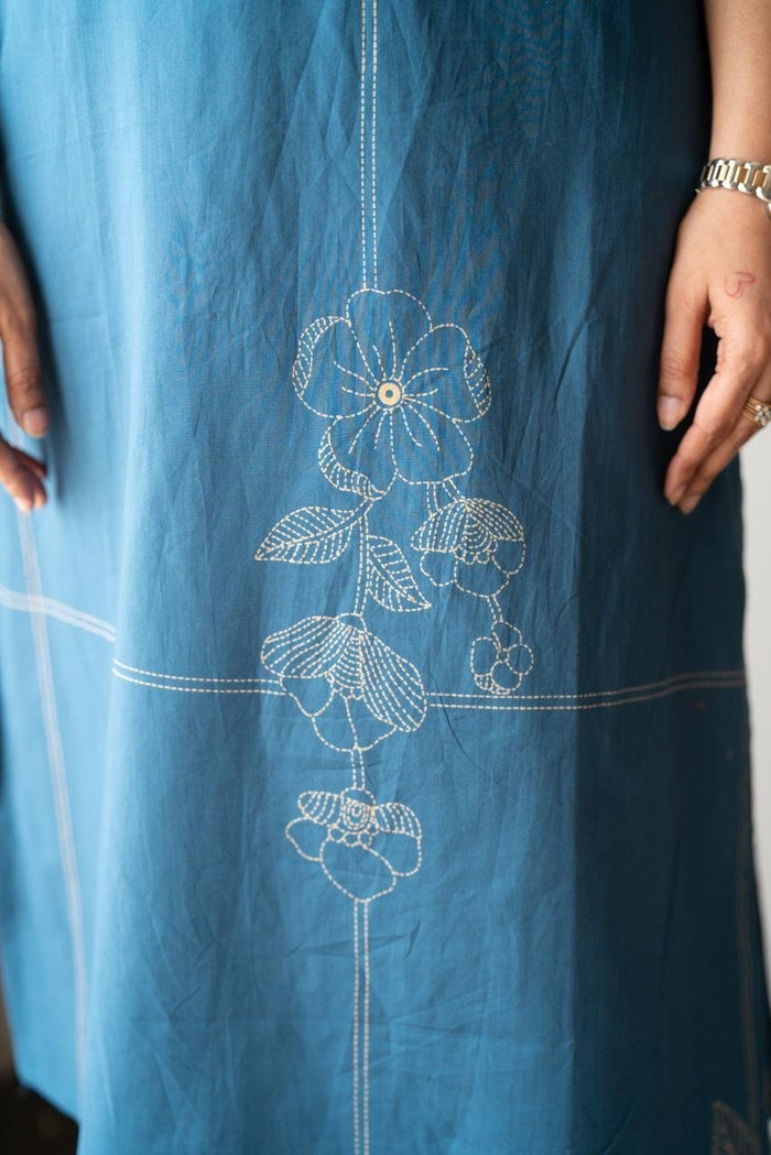 Kisha Sleeveless Cotton Set- Teal