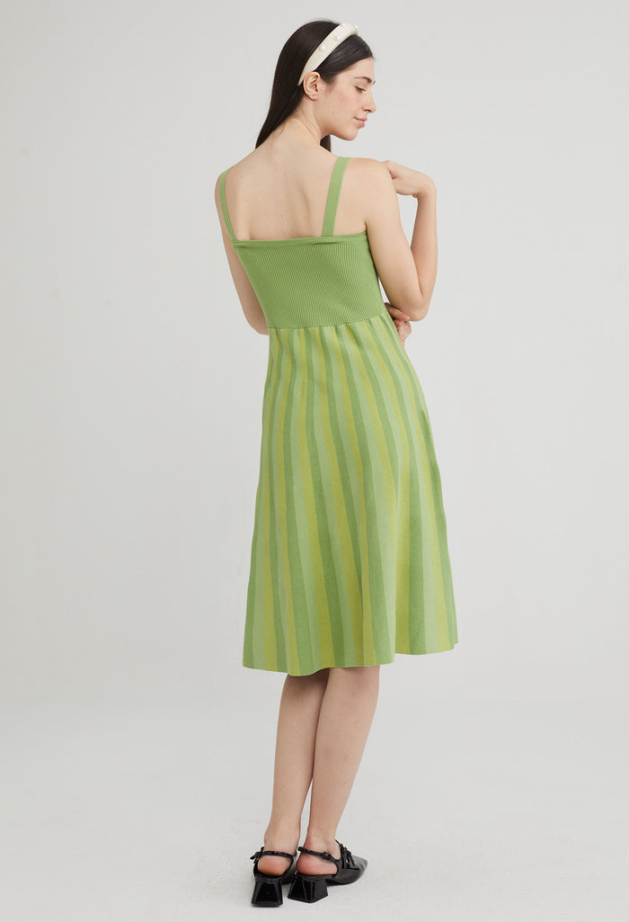 Knit Bodice Pleated Dress