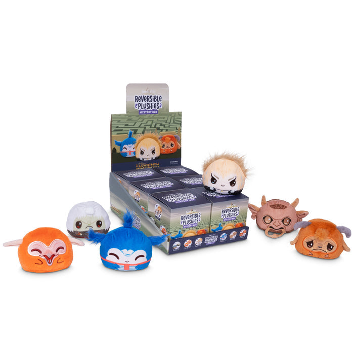 Labyrinth Reversible Plushie Mystery Box packaging + plushies