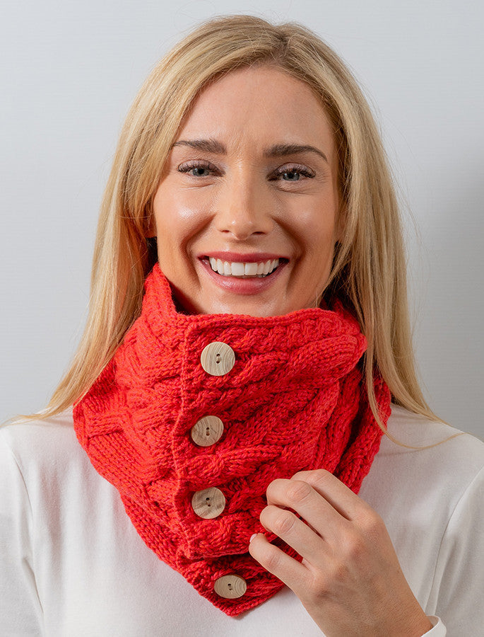 Ladies Aran Merino Buff - Coral #color_coral