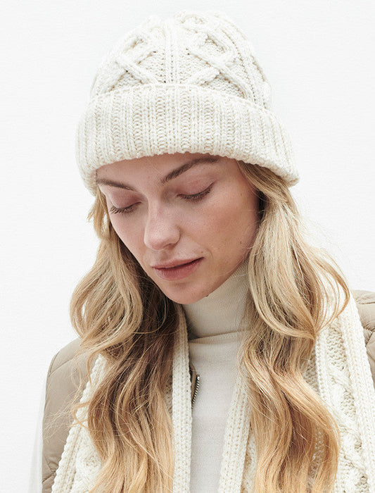 Ladies Aran Super Soft Merino Wool Hat - Classic Aran #color_classic-aran