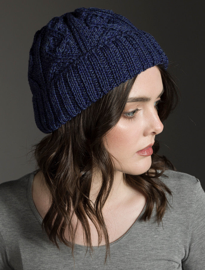 Ladies Aran Super Soft Merino Wool Hat - Ink #color_ink
