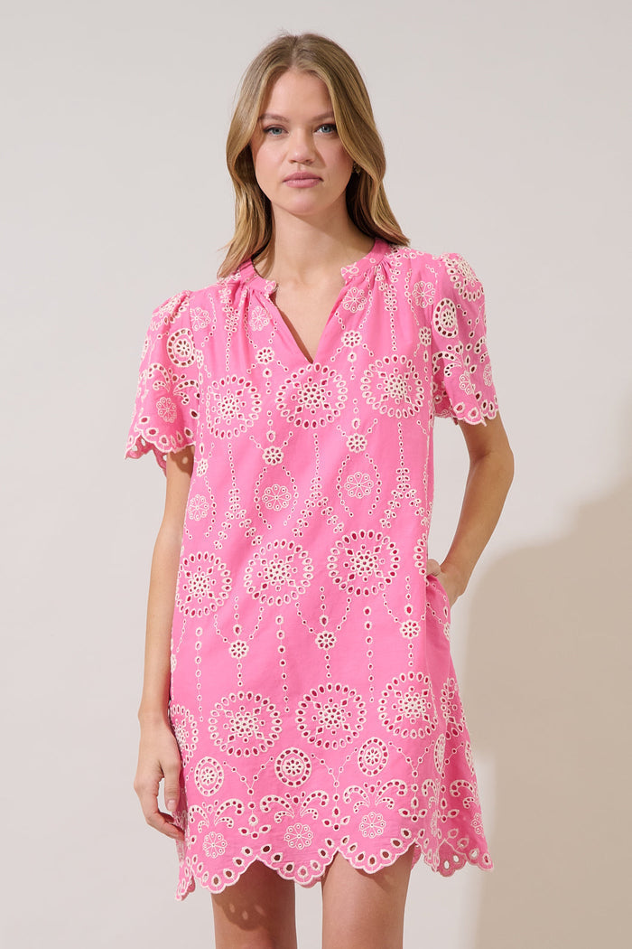 Laurin Eyelet Shift Mini Dress