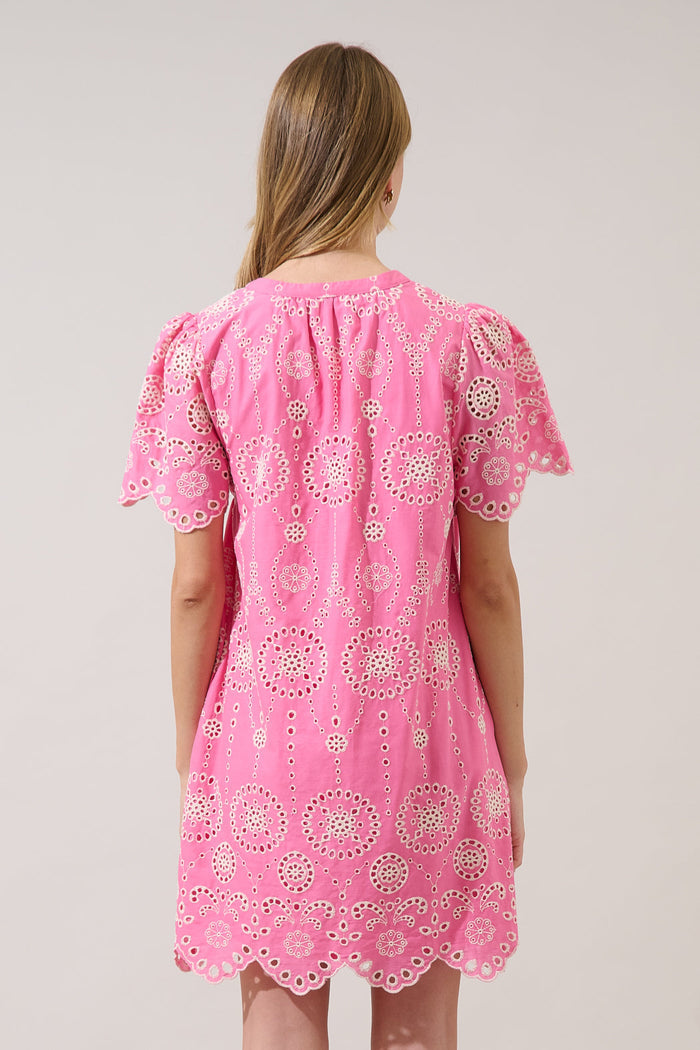 Laurin Eyelet Shift Mini Dress