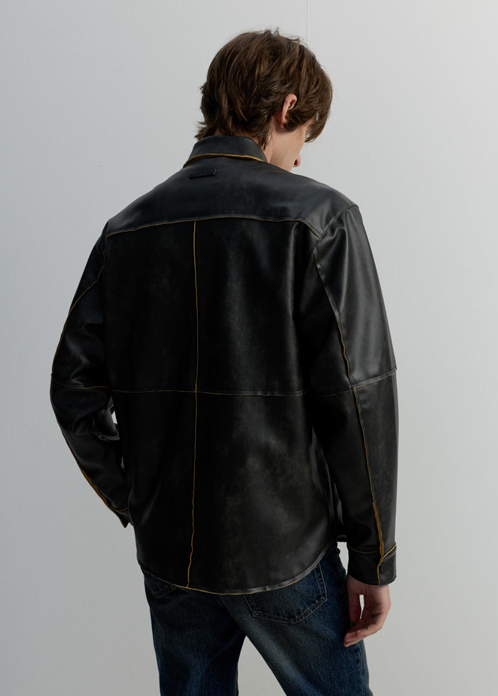 LEATHER OVERSHIRT JACKET