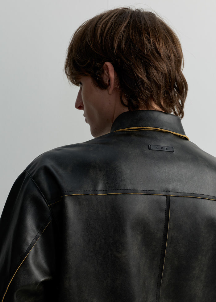 LEATHER OVERSHIRT JACKET