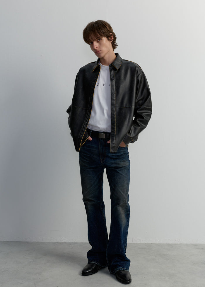 LEATHER OVERSHIRT JACKET