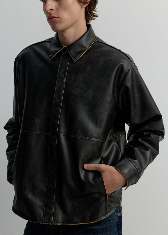 LEATHER OVERSHIRT JACKET