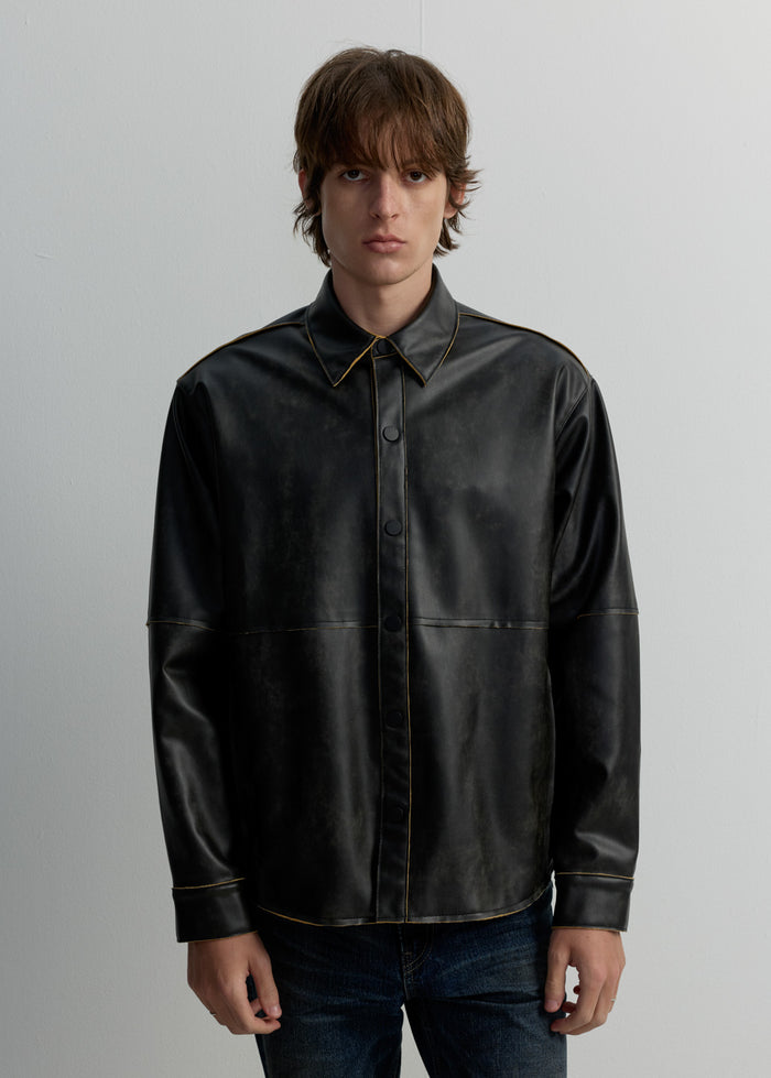 LEATHER OVERSHIRT JACKET