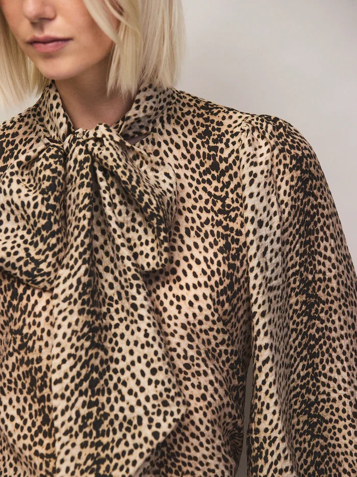 Leopard-Print Bow-Detail Blouse