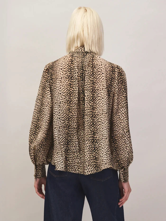 Leopard-Print Bow-Detail Blouse