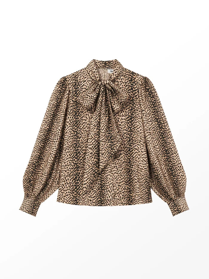 Leopard-Print Bow-Detail Blouse