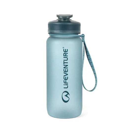 Lifeventure Tritan plastic water bottle 650ml capacity in navy colour showing the front detail