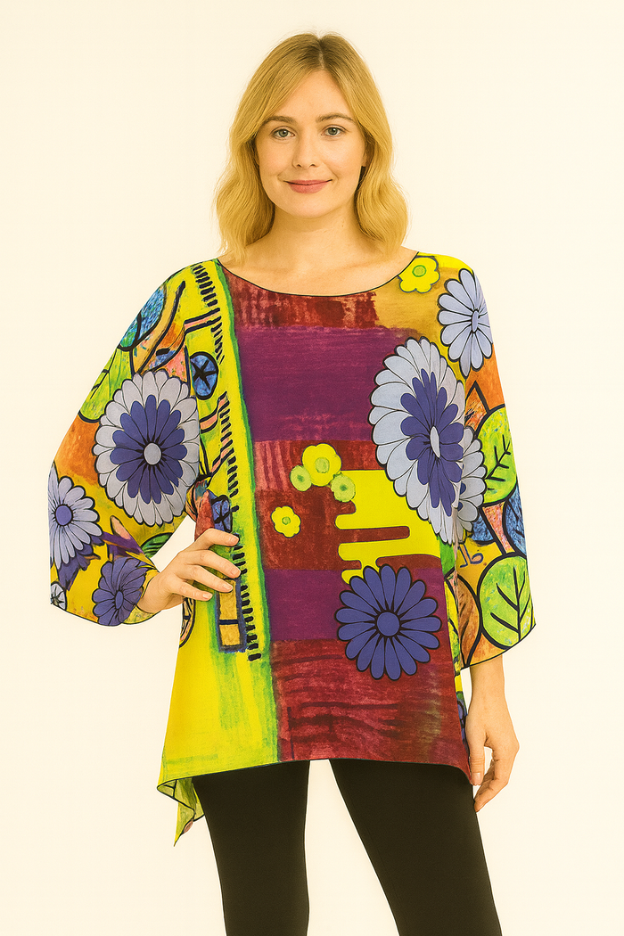 Lior One Size Fits All  Enchanted Garden Print Tunic Top Women's "S1008-A170"