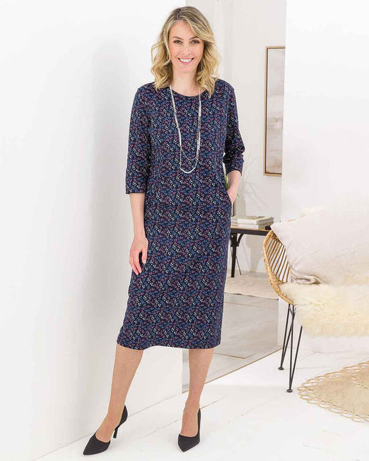 Loki Silky Cotton Pull On 3/4 Sleeve Dress - Image 1 - The Classic Boutique