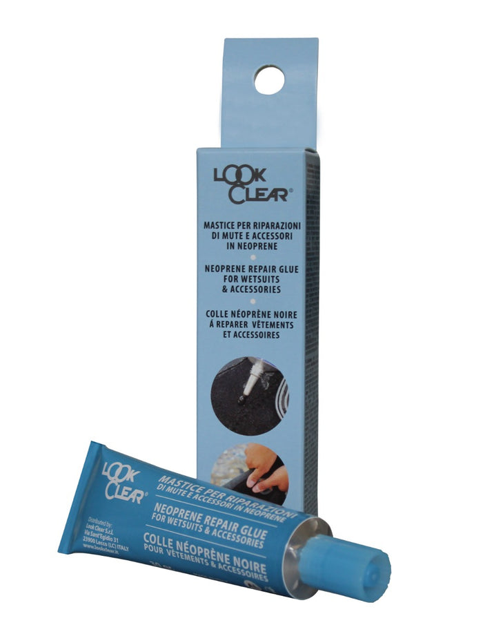 Black Look Clear Neoprene Glue 30gr bottle, ideal for bonding neoprene accessories and repairs.