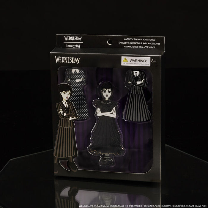 LOUNGEFLY
WEDNESDAY ADDAMS PAPER DOLL PIN