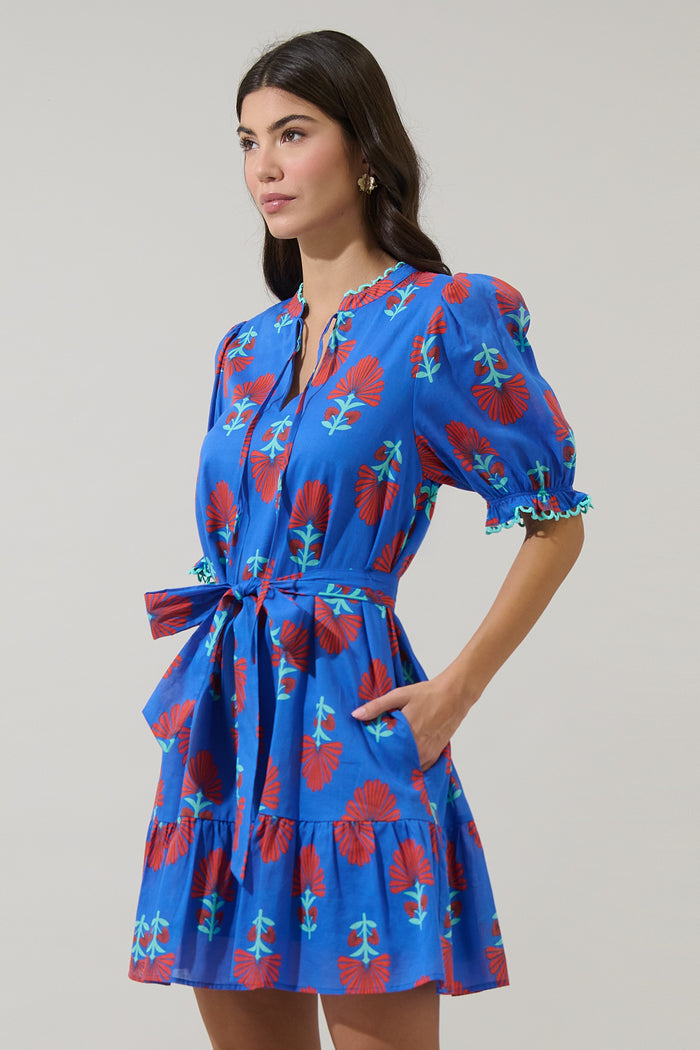 Lucinda Floral Negin Split Neck Mini Dress