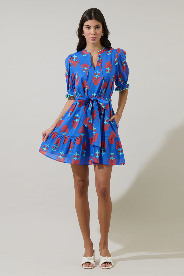 Lucinda Floral Negin Split Neck Mini Dress