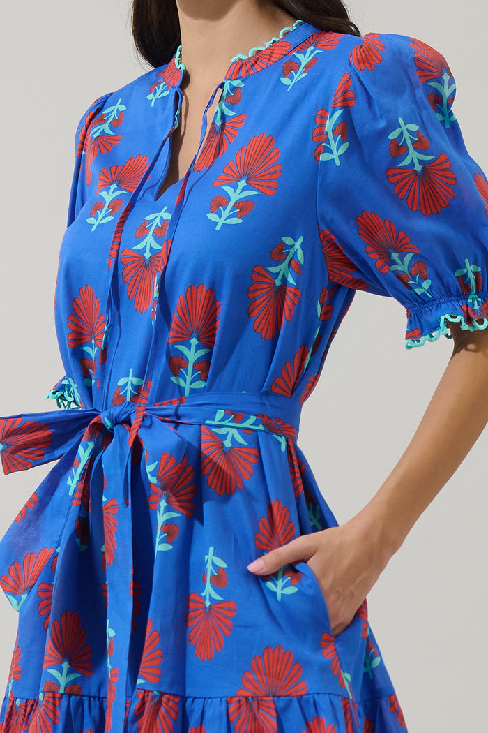 Lucinda Floral Negin Split Neck Mini Dress