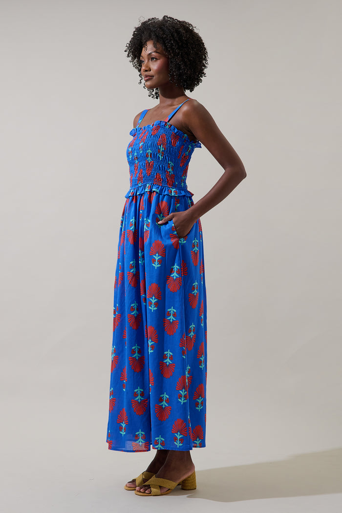 Lucinda Floral Riela Smocked Midi Dress