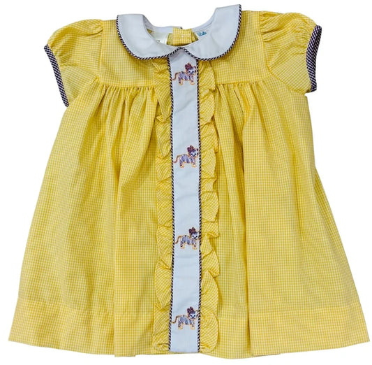 Lulu Bebe Tiger Emb. Dress-Yellow Gingham