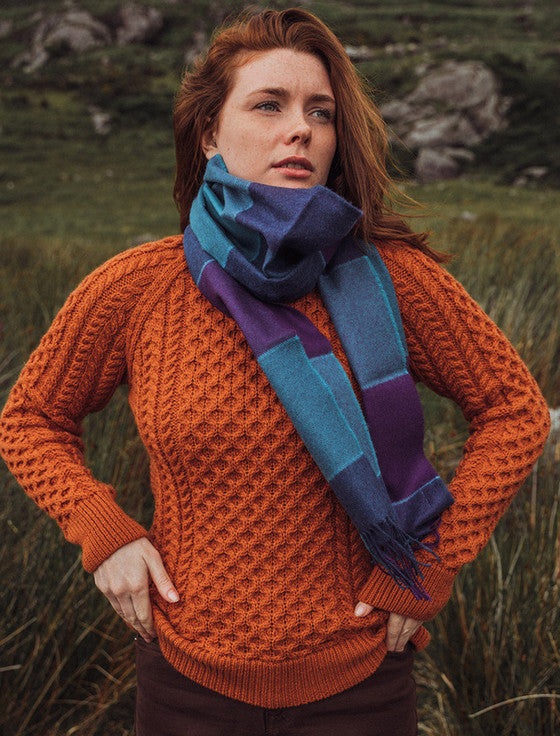 Fine Merino Plaid Scarf - Purple Teal #color_purple-teal