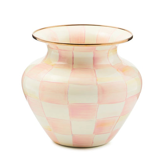 pink check vase