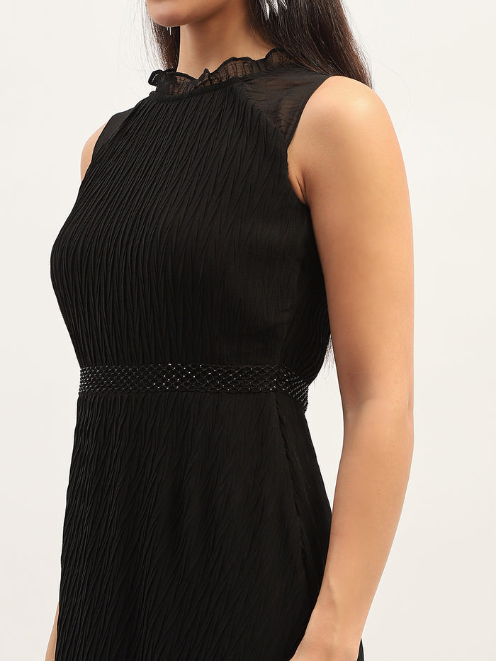 Madame Fit And Flare Black Maxi Dress