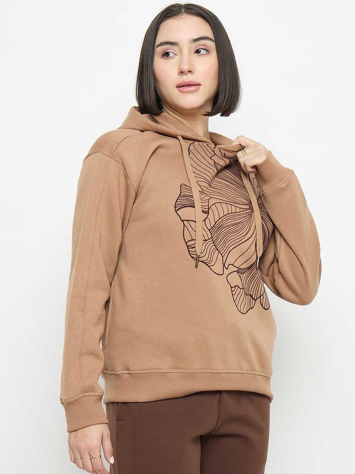 Madame Floral Print Beige Sweatshirt