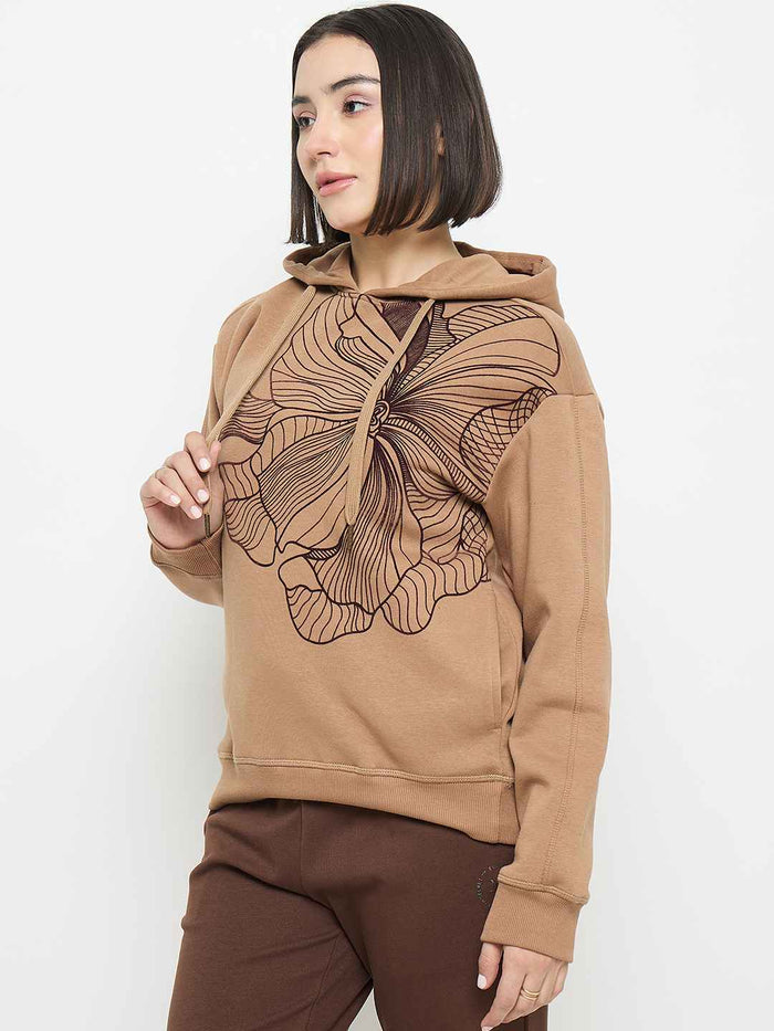 Madame Floral Print Beige Sweatshirt