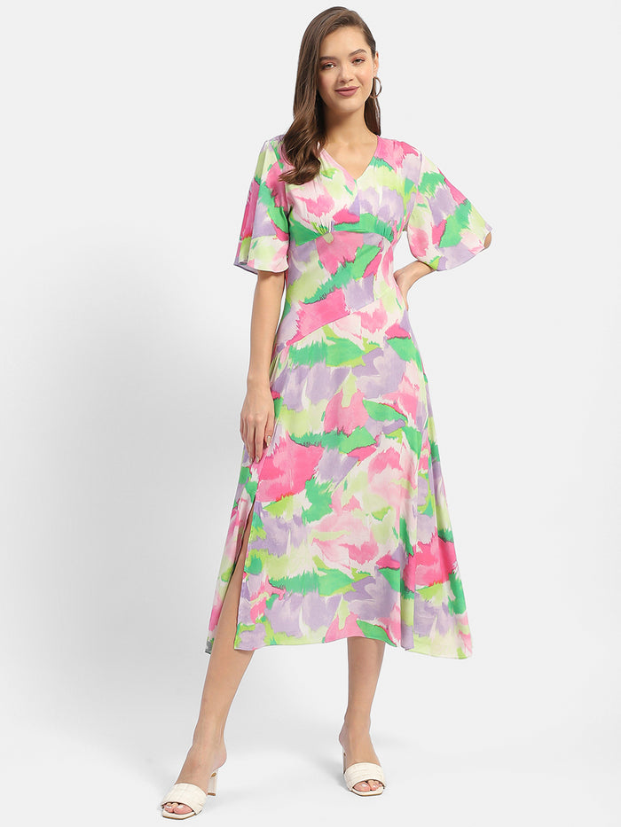 Madame Floral Print Pink Maxi Dress