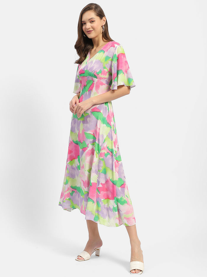 Madame Floral Print Pink Maxi Dress