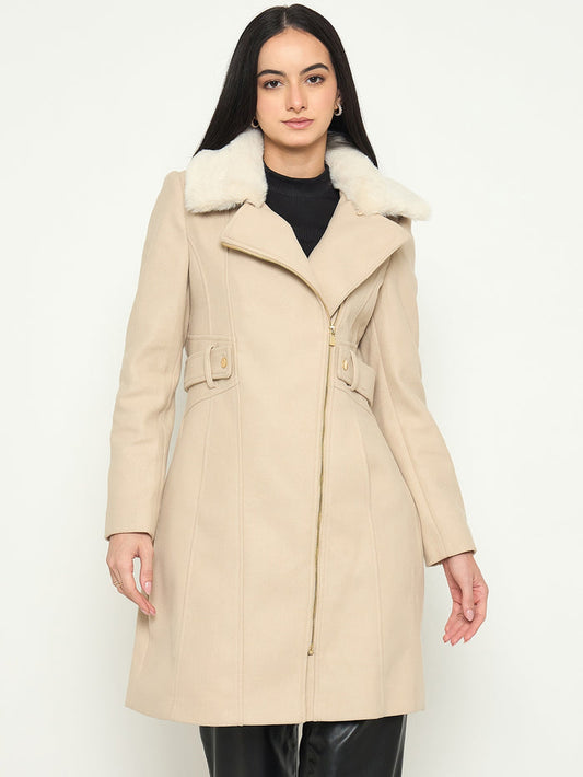 Madame Shirt Collar Off White Long Coat