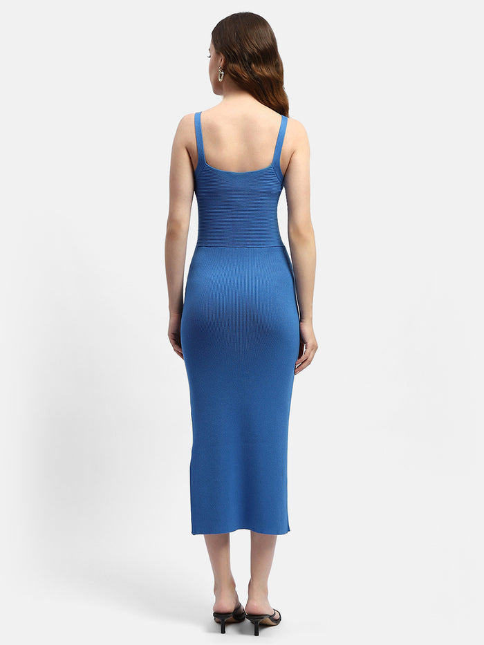 Madame V-Neck Cobalt Blue Bodycon Dress