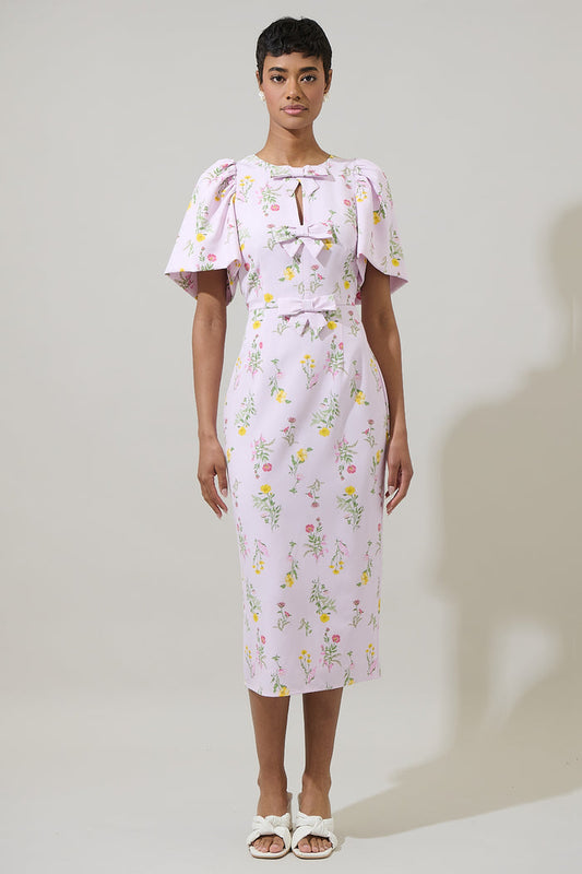 Margote Floral Tania Short Sleeve Midi Dress