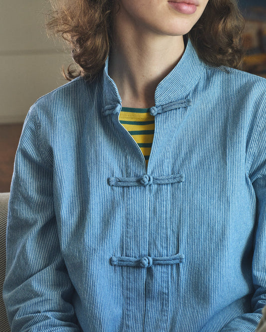 Martinique Jacket in Denim Blue Hickory Stripe