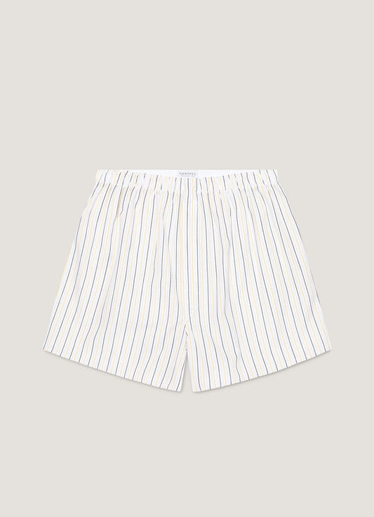 Men's Classic Boxer Short in White/Blue/Yellow